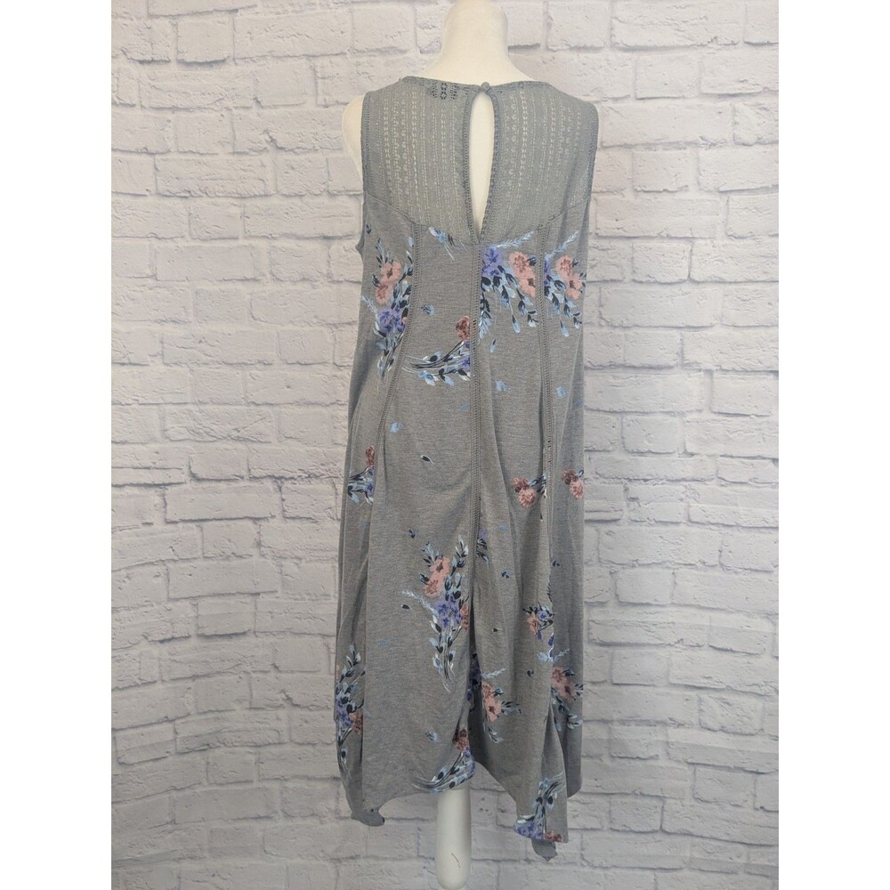 Torrid Jersey Knit Gray Floral Flowy Tank Dress Sz 00 M/L 10 Cottage Granny - Picture 3 of 8